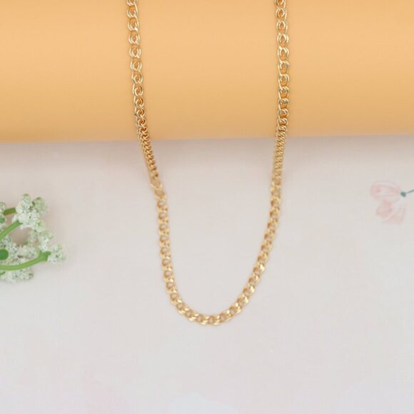 "Shiny Rose Gold Curb Chain Necklace with Sleek Polished Finish , XPNL0175 - Picture 6 of 12